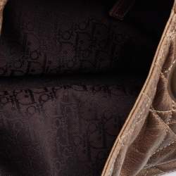 Pre Owned Dior Metallic Brown Cannage Leather Flap Hobo