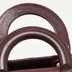 Pre Owned Dior Burgundy Cannage Leather Small My ABCDior Lady Dior Tote