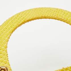 Pre Owned Dior Yellow Cannage Python Leather Medium Lady Dior Tote
