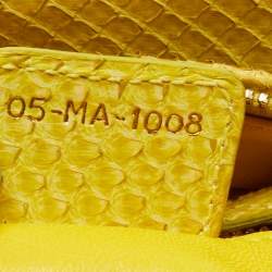 Pre Owned Dior Yellow Cannage Python Leather Medium Lady Dior Tote