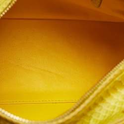 Pre Owned Dior Yellow Cannage Python Leather Medium Lady Dior Tote