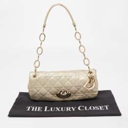 Pre Owned Dior Gold Cannage Quilted Leather Rendezvous Shoulder Bag