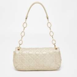 Pre Owned Dior Gold Cannage Quilted Leather Rendezvous Shoulder Bag