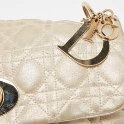 Pre Owned Dior Gold Cannage Quilted Leather Rendezvous Shoulder Bag