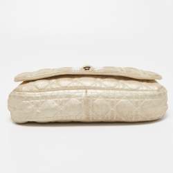 Pre Owned Dior Gold Cannage Quilted Leather Rendezvous Shoulder Bag