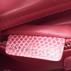 Pre Owned Dior Pink Lizard Mini Crystals Embellished Lady Dior Tote
