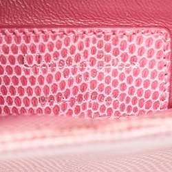 Pre Owned Dior Pink Lizard Mini Crystals Embellished Lady Dior Tote