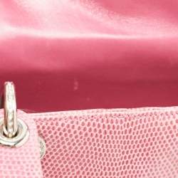 Pre Owned Dior Pink Lizard Mini Crystals Embellished Lady Dior Tote