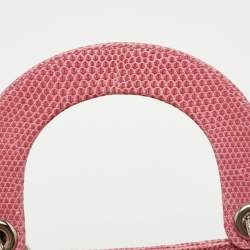 Pre Owned Dior Pink Lizard Mini Crystals Embellished Lady Dior Tote