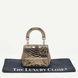 Pre Owned Dior Metallic Python Micro Be Dior Tote