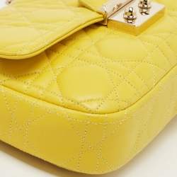 Pre Owned Dior Yellow Cannage Leather Small Miss Dior Flap Bag