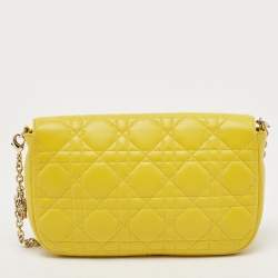 Pre Owned Dior Yellow Cannage Leather Small Miss Dior Flap Bag
