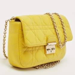 Pre Owned Dior Yellow Cannage Leather Small Miss Dior Flap Bag