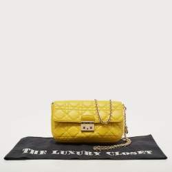 Pre Owned Dior Yellow Cannage Leather Small Miss Dior Flap Bag