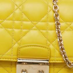 Pre Owned Dior Yellow Cannage Leather Small Miss Dior Flap Bag