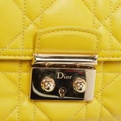 Pre Owned Dior Yellow Cannage Leather Small Miss Dior Flap Bag