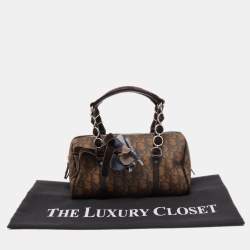 Dior Brown Diorissimo Coated Canvas Trotter Romantique Satchel