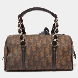 Dior Brown Diorissimo Coated Canvas Trotter Romantique Satchel