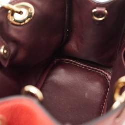 Pre Owned Dior Red Grained Leather Mini Diorissimo Tote
