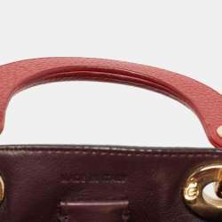 Pre Owned Dior Red Grained Leather Mini Diorissimo Tote