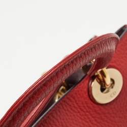 Pre Owned Dior Red Grained Leather Mini Diorissimo Tote