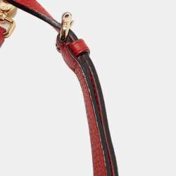 Pre Owned Dior Red Grained Leather Mini Diorissimo Tote