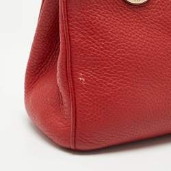 Pre Owned Dior Red Grained Leather Mini Diorissimo Tote