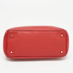Pre Owned Dior Red Grained Leather Mini Diorissimo Tote