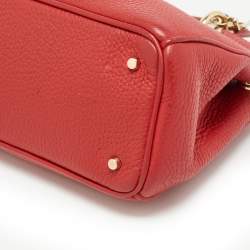 Pre Owned Dior Red Grained Leather Mini Diorissimo Tote