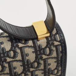 Dior Navy Blue Oblique Canvas and Leather 30 Montaigne Shoulder Bag