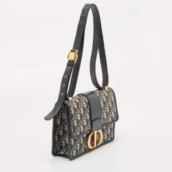Dior Navy Blue Oblique Canvas and Leather 30 Montaigne Shoulder Bag