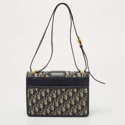 Dior Navy Blue Oblique Canvas and Leather 30 Montaigne Shoulder Bag