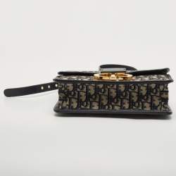 Dior Navy Blue Oblique Canvas and Leather 30 Montaigne Shoulder Bag