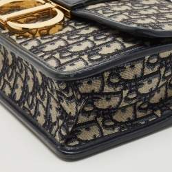 Dior Navy Blue Oblique Canvas and Leather 30 Montaigne Shoulder Bag