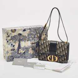 Dior Navy Blue Oblique Canvas and Leather 30 Montaigne Shoulder Bag