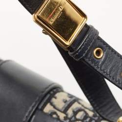 Dior Navy Blue Oblique Canvas and Leather 30 Montaigne Shoulder Bag