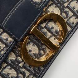 Dior Navy Blue Oblique Canvas and Leather 30 Montaigne Shoulder Bag