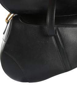 Pre Owned Dior Black Leather Saddle Shoulder Bag