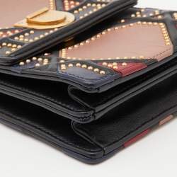 Pre Owned Dior Multicolor Leather Studded Diorama Vertical Chain Clutch