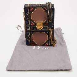 Pre Owned Dior Multicolor Leather Studded Diorama Vertical Chain Clutch
