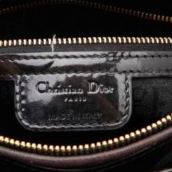 Pre Owned Dior Black Cannage Patent Leather Large Lady Dior Tote