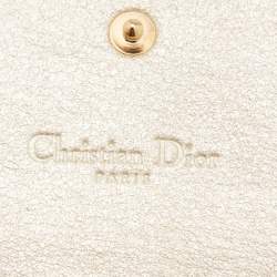 Dior Gold Shimmering Cannage Leather Lady Dior Wallet On Chain