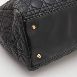 Pre Owned Dior Black Cannage Leather Large Soft Lady Dior Tote
