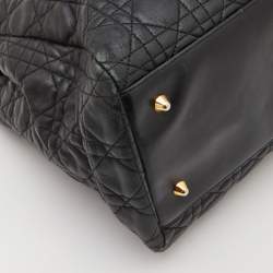 Pre Owned Dior Black Cannage Leather Large Soft Lady Dior Tote