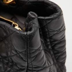 Pre Owned Dior Black Cannage Leather Large Soft Lady Dior Tote