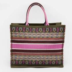 Dior Multicolor Embroidered Canvas Large Book Tote