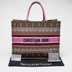 Dior Multicolor Embroidered Canvas Large Book Tote