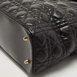 Pre Owned Dior Black Cannage Leather Extra Large Lady Dior Tote