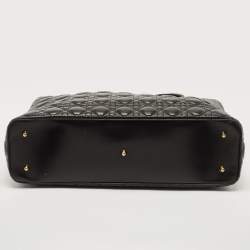 Pre Owned Dior Black Cannage Leather Extra Large Lady Dior Tote