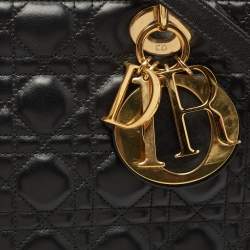 Pre Owned Dior Black Cannage Leather Extra Large Lady Dior Tote